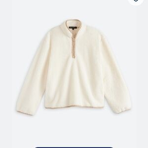 Women's Cream Zip-Up Sweater